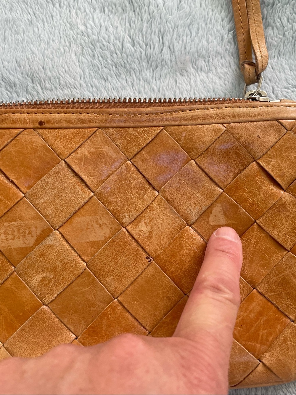 Latico Woven Leather Wristlet Clutch in Cognac Brown - Picture 7 of 9